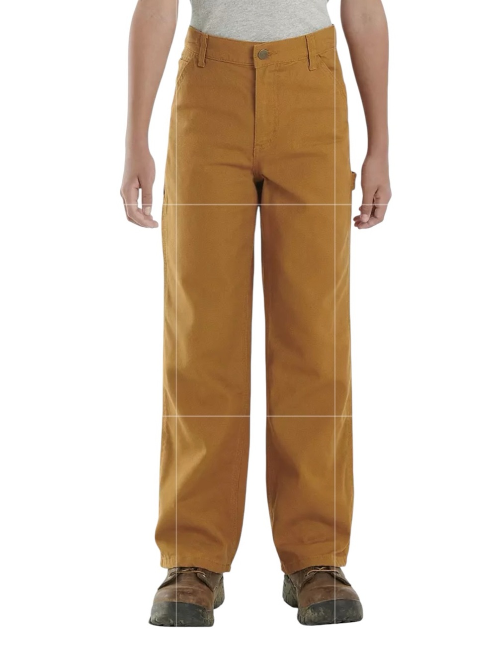 Carhartt Youth Flannel Lined Canvas Pants Tan Brown Gorpcore 📐7